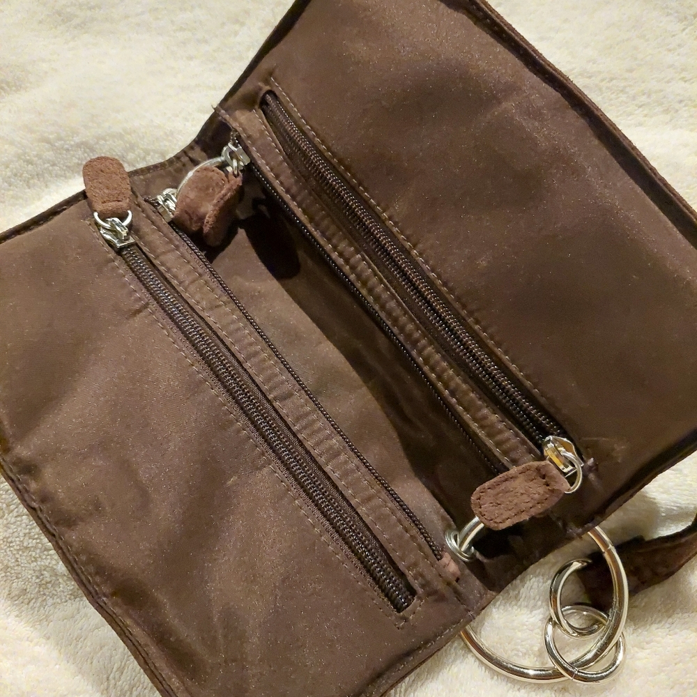 Wilson Leather small brown suede clutch